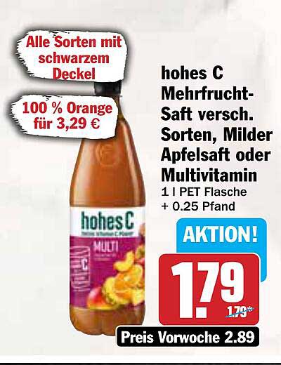 hohes C Mehrfrucht-Saft - 1 L PET Flasche für nur 1,79 €