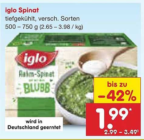 iglo Spinat tiefgekühlt, versch. Sorten 500 – 750 g