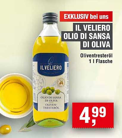 IL VELIERO OLIO DI SANSA DI OLIVA - Olivenrösteröl 1 l Flasche