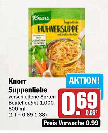 Knorr Suppenliebe verschiedene Sorten Beutel ergibt 1.000-500 ml
