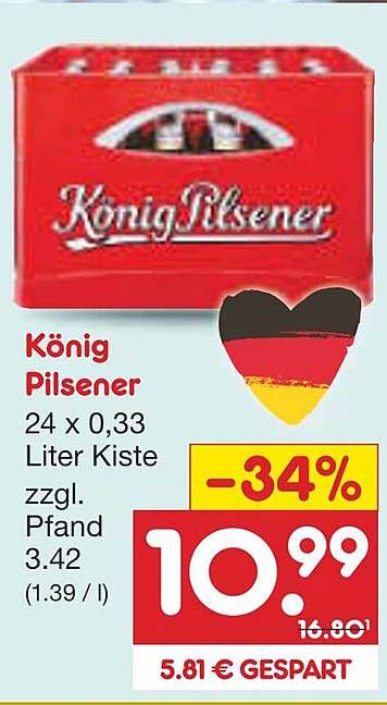 König Pilsener 24 x 0,33 Liter Kiste
