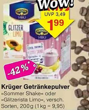 Krüger Getränkepulver »Sommer Shake« oder »Glitzerista Limo«, verschiedene Sorten, 200 g