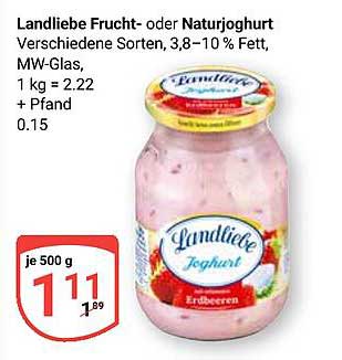 Landliebe Frucht- oder Naturjoghurt – Verschiedene Sorten, 500 g