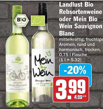 Landlust Bio Rebsortenweine oder Mein Bio Wein Sauvignon Blanc