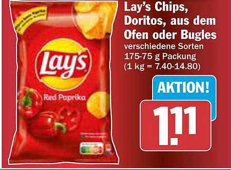 Lay's Chips, Doritos, aus dem Ofen oder Bugles 175-75 g Packung