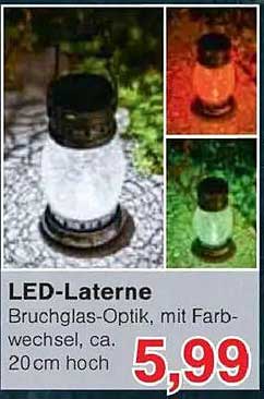 LED-Laterne Bruchglas-Optik, mit Farbwechsel, ca. 20cm hoch