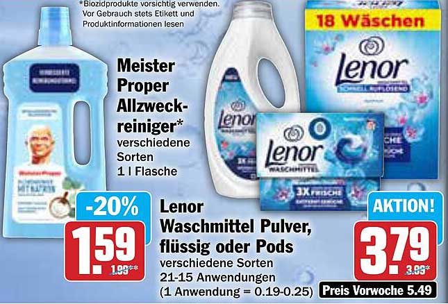 Lenor Waschmittel Pulver, flüssig oder Pods verschiedene Sorten 21-15 Anwendungen (1 Anwendung = 0,19-0,25)