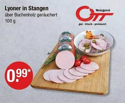 Lyoner in Stangen über Buchenholz geräuchert 100 g