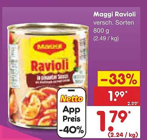 Maggi Ravioli verschieden. Sorten 800 g