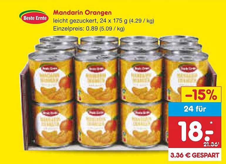 Mandarinen Orangen leicht gezuckert, 24 x 175 g