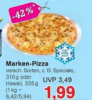 Marken-Pizza - verschiedene Sorten wie Speciale oder Hawaii