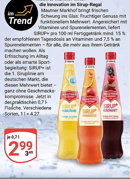Mautner Markhof Sirup+ - Erfrischung mit Mehrwert