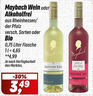 Maybach Wein oder Alkoholfrei aus Rheinhessen/Pfalz - Verschiedene Sorten oder Bio