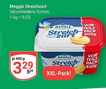 Meggle Streichzart, verschiedene Sorten, 400 g XXL-Pack