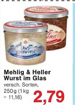 Mehlig & Heller Wurst im Glas, verschiedene Sorten, 250g
