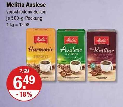 Melitta Auslese verschiedene Sorten je 500-g-Packung