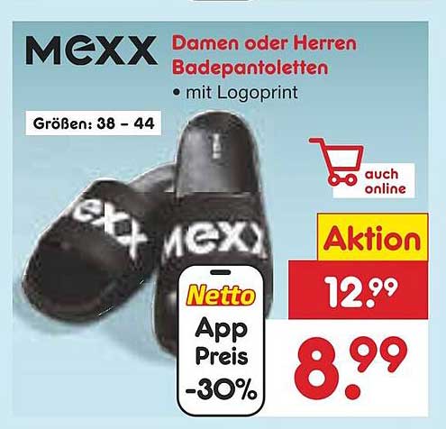 MEXX Damen oder Herren Badepantoletten mit Logoprint