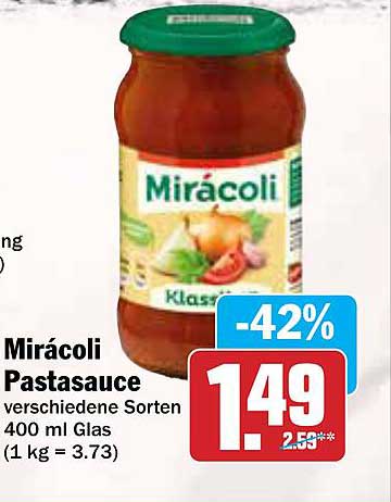 Mirácoli Pastasauce verschiedene Sorten 400 ml Glas