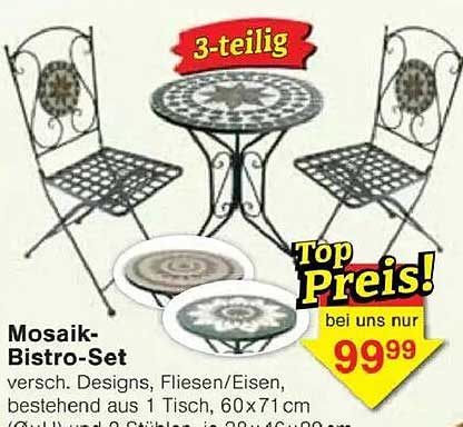 Mosaik-Bistro-Set 3-teilig