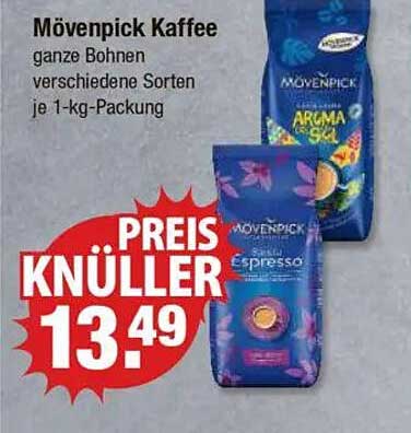 Mövenpick Kaffee ganze Bohnen verschiedene Sorten je 1-kg-Packung