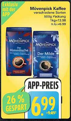 Mövenpick Kaffee verschiedene Sorten 500g Packung