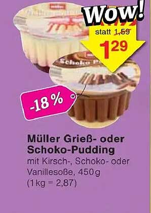 Müller Grieß- oder Schoko-Pudding, 450g
