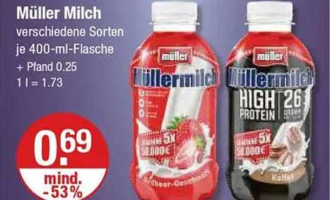 Müller Milch verschiedene Sorten je 400-ml-Flasche