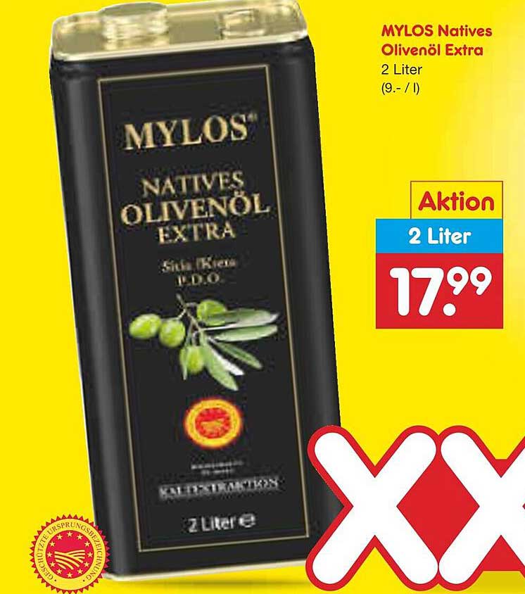 MYLOS Natives Olivenöl Extra 2 Liter