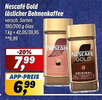 Nescafé Gold löslicher Bohnenkaffee - versch. Sorten 190/200 g Glas