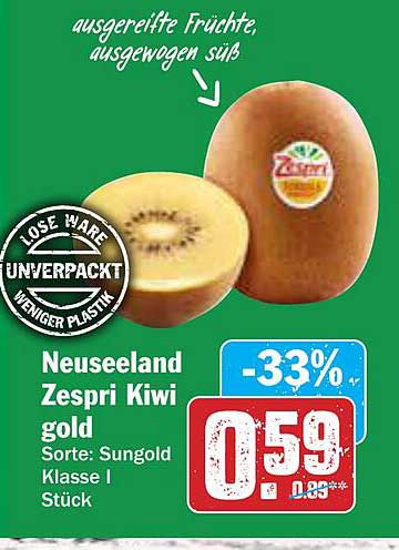 Neuseeland Zespri Kiwi gold - Sorte: Sungold - Klasse I - Stück