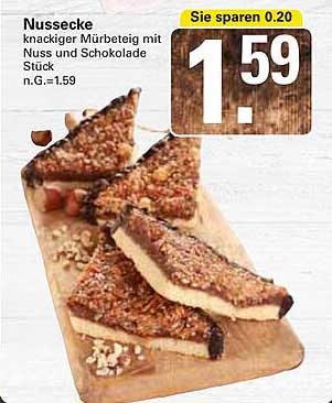 Nussecke - knuspriger Mürbeteig mit Nuss und Schokolade