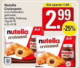 Nutella Croissants zum Aufbacken gefrostet 4er/340g