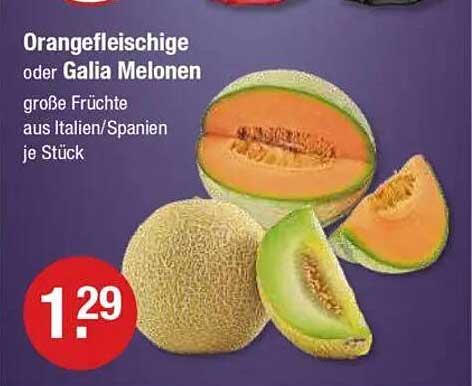 Orangefleischige oder Galia Melonen - große Früchte aus Italien/Spanien je Stück