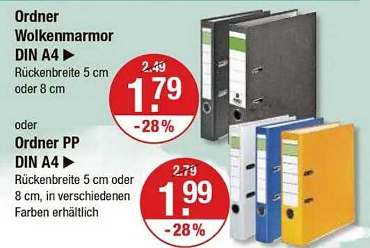 Ordner Wolkenmarmor DIN A4 oder Ordner PP DIN A4
