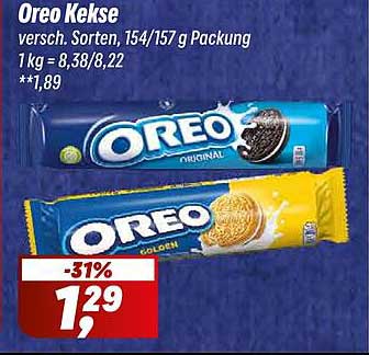Oreo Kekse - verschiedene Sorten, 154/157 g Packung