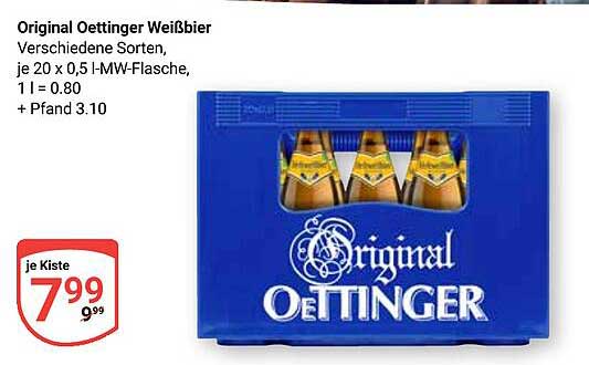 Original Oettinger Weißbier - Kiste mit 20 Flaschen