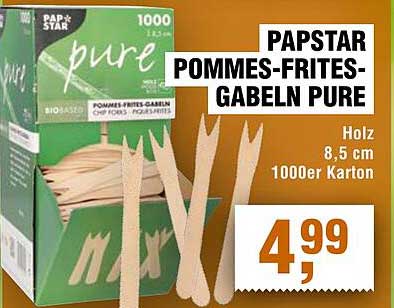 PAPSTAR Pommes-Frites-Gabeln Pure - 1000er Karton