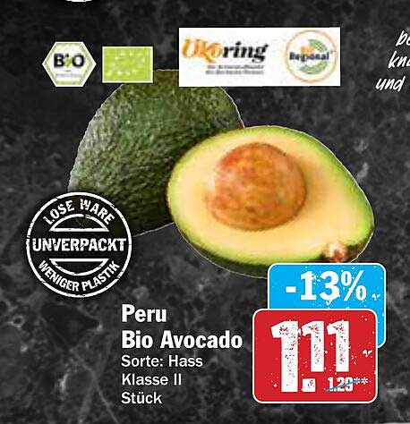 Peru Bio Avocado Sorte Hass Klasse II Stück