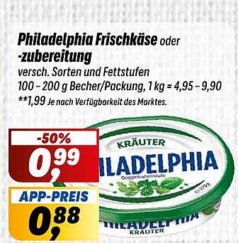 Philadelphia Frischkäse oder -zubereitung