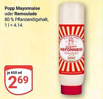 Popp Mayonnaise oder Remoulade (650 ml)