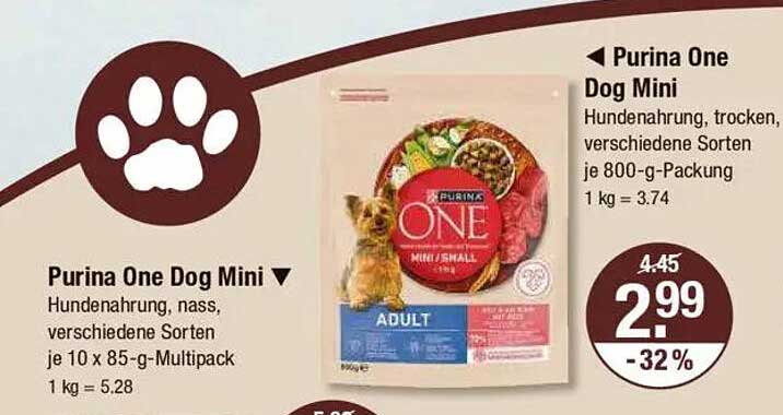 Purina One Dog Mini Hundenahrung, nass und trocken, verschiedene Sorten