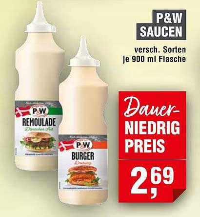 P&W Saucen - verschiedene Sorten je 900 ml Flasche