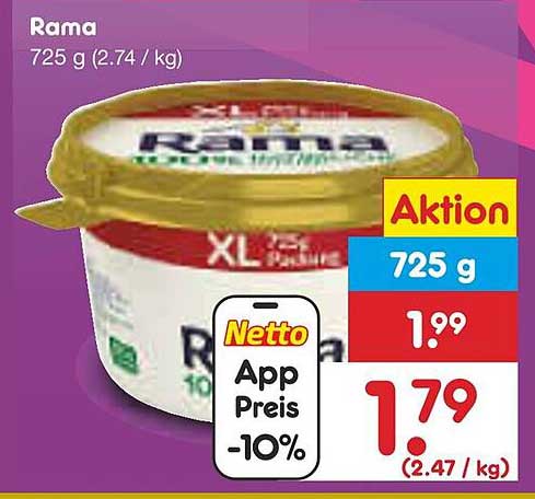 Rama Butter 725 g (2,74 €/kg)