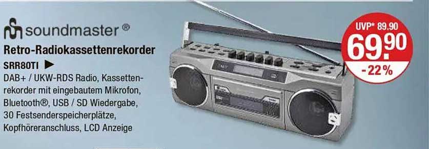 Retro-Radiokassettenrekorder SRR80TI von soundmaster