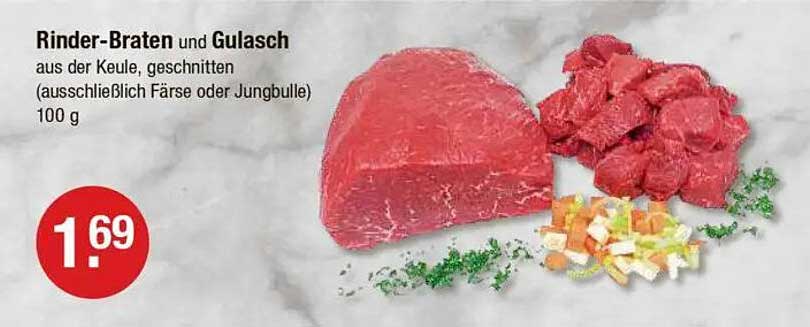 Rinder-Braten und Gulasch aus der Keule, geschnitten