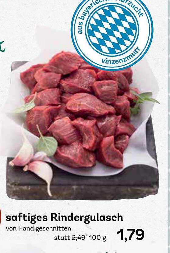 saftiges Rindergulasch von Hand geschnitten