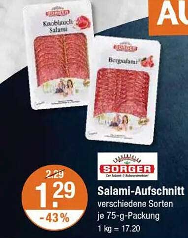 Salami-Aaufschnitt verschiedene Sorten je 75-g-Packung