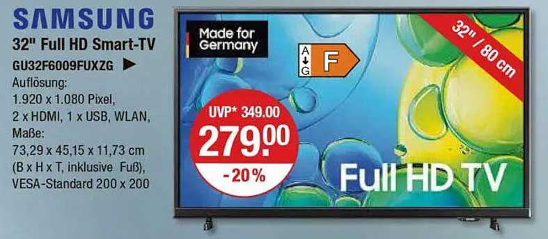 Samsung 32" Full HD Smart-TV GU32F6009FUXZG