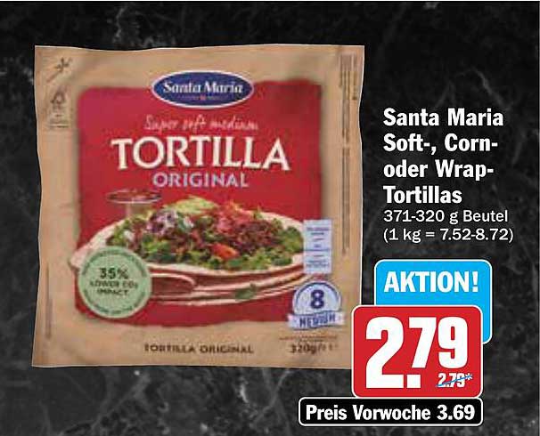 Santa Maria Soft-, Corn- oder Wrap-Tortillas 320 g Beutel