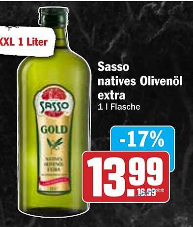 Sasso natives Olivenöl extra 1 L Flasche